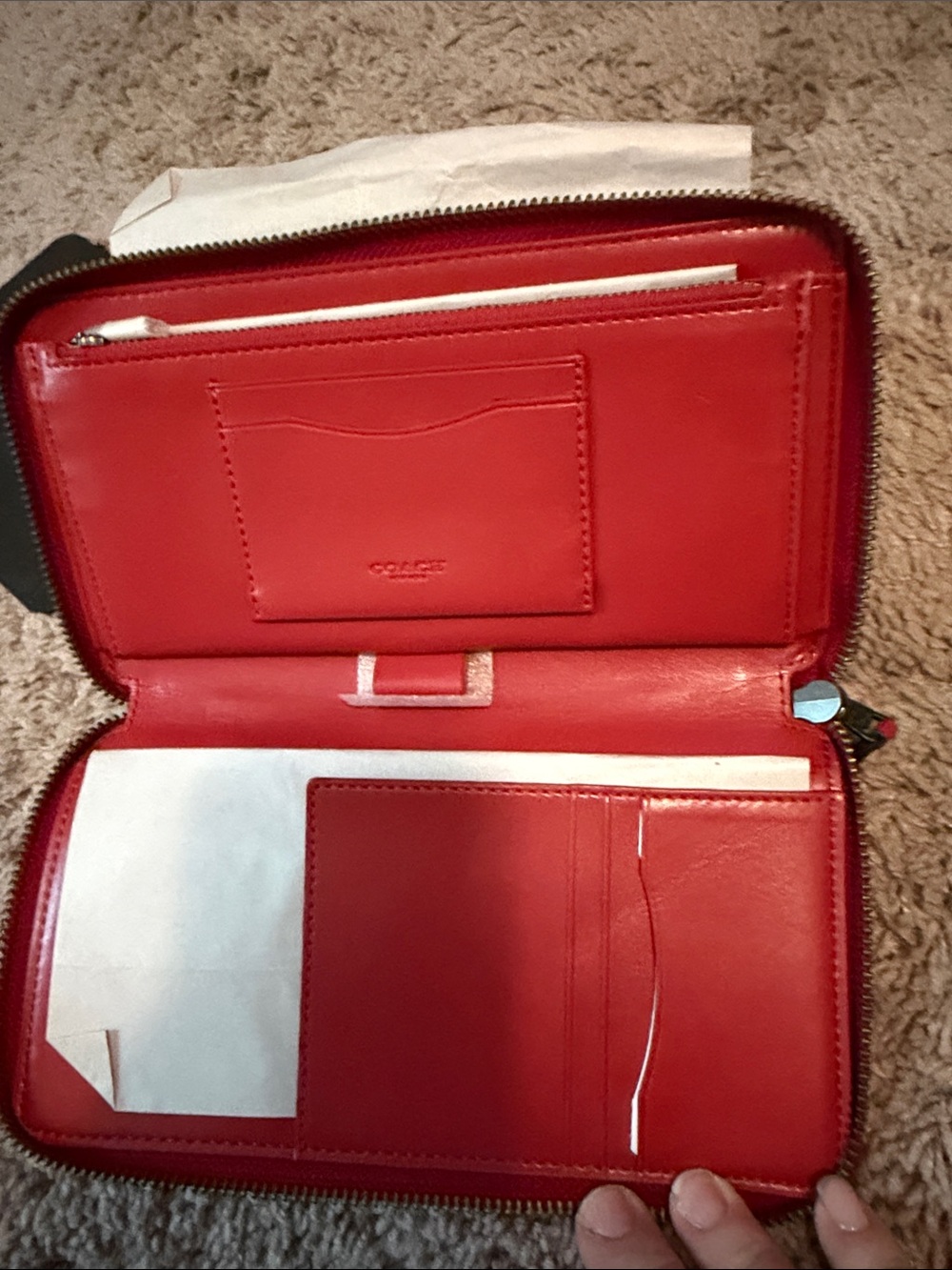 NWOT Coach Red & Black Plaid Double Zip-Around Organizer Wallet - Picture 3 of 7